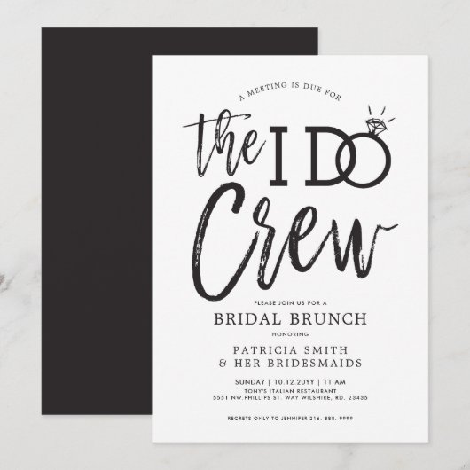 Invitation L'équipe I Do | Fête de brunch de mariage (Devant / Derrière)