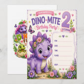 Invitation Les 2 ans de Pebbles Dino-Mite (Devant / Derrière)