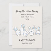 Invitation Les 2 ans du mignon petit garçon lapin bleu (Dos)