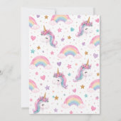 Invitation Les 3 ans de la fille licorne magique (Dos)