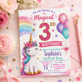 Invitation Les 3 ans de la fille licorne magique