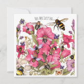 Invitation Les abeilles et les fleurs au printemps (Devant)