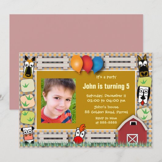 Invitation Les amis de la ferme (Devant / Derrière)