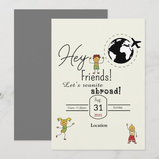 Invitation Les amis se rassemblent (Devant / Derrière)