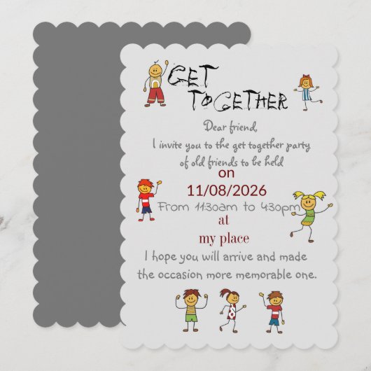 Invitation Les amis se rassemblent (Devant / Derrière)