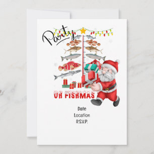 Invitation Les amoureux de la pêche Noël avec le Père Noël