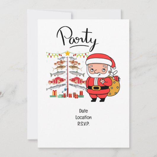 Invitation Les amoureux de la pêche Noël avec le Père Noël (Devant)