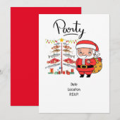 Invitation Les amoureux de la pêche Noël avec le Père Noël (Devant / Derrière)
