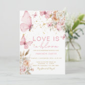 Invitation Les amours papillon rose pâle dans la Fête des mar (Debout devant)