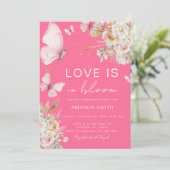 Invitation Les amours papillons floraux roses dans la Fête de (Debout devant)