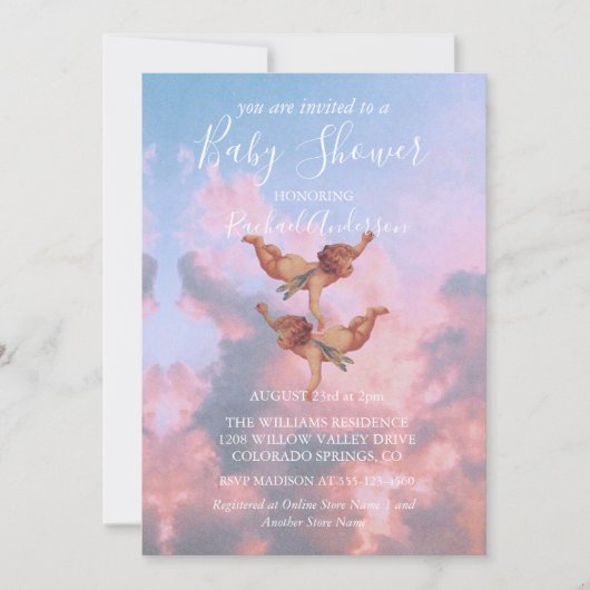 Invitation Les anges dans le ciel (Devant)