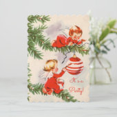 Invitation Les anges décorant l'arbre de Noël (Debout devant)