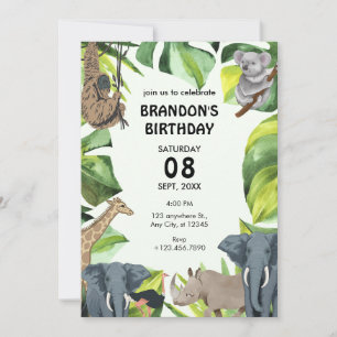 Invitation Les animaux dans la jungle photo d'anniversaire