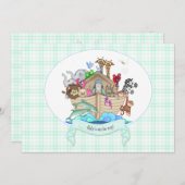 Invitation Les animaux d'arche de Noah En vichy (Devant / Derrière)