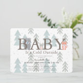 Invitation Les Animaux De Bois Bébent Son Froid À L'Extérieur (Debout devant)