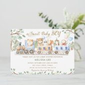 Invitation Les animaux de bois mignons Train Baby shower de v (Debout devant)