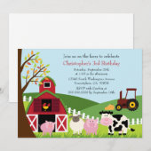 Invitation Les animaux de ferme adorables à l'occasion d'une (Devant / Derrière)