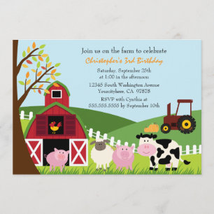Invitation Les animaux de ferme adorables à l'occasion d'une