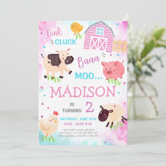 Invitation Les animaux de ferme mignons (Debout devant)