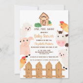 Invitation Les animaux de ferme mignons baby shower neutre à (Devant)