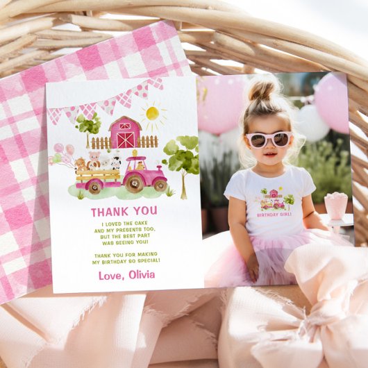 Invitation Les animaux de ferme roses anniversaire photo