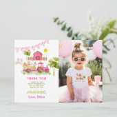 Invitation Les animaux de ferme roses anniversaire photo (Debout devant)