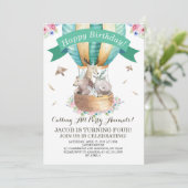 Invitation Les animaux de fête Ballons à air chaud Joyeux ann (Debout devant)