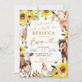 Invitation Les animaux de la ferme de tournesol L'été Anniver (Devant)