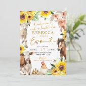 Invitation Les animaux de la ferme de tournesol L'été Anniver (Debout devant)