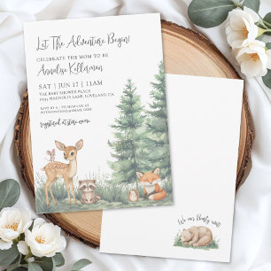 Invitation Les Animaux de la Forêt de Bois - Baby Shower Aven