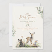 Invitation Les animaux de la forêt de bois Baby shower unique (Devant)