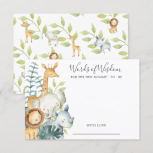 Invitation Les animaux de la jungle Baby shower Mots de sages