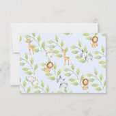 Invitation Les animaux de la jungle Baby shower Mots de sages (Dos)
