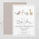 Invitation Les animaux de la Jungle Baby shower neutre (Devant / Derrière)