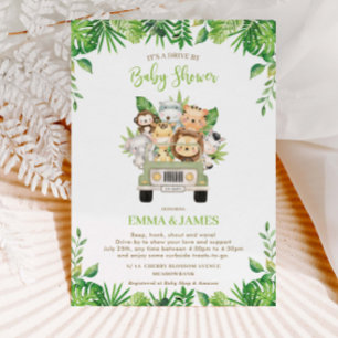 Invitation Les animaux de la jungle conduisent par Baby showe