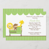 Invitation Les animaux de la jungle dans un lit d'enfant (ver (Devant / Derrière)