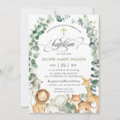 Invitation Les animaux de la jungle mignonne Verdure Baptême (Devant)