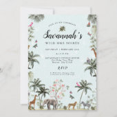 Invitation Les animaux de la jungle tropicale | Fille sauvage (Devant)