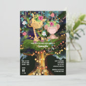 Invitation Les animaux de la jungle tropicale illuminent la n (Debout devant)