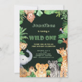 Invitation Les animaux de la jungle Wild One First Birthday I (Devant)