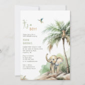 Invitation Les animaux de Safari de la Jungle | C'Est Un Garç (Devant)