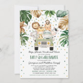 Invitation Les animaux de Safari de la jungle traversent le B (Devant)