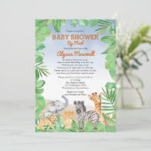 Invitation Les animaux de Safari mignons | Baby shower verdoy (Debout devant)