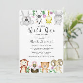 Invitation Les animaux de Safari mignons Wild Un Baby shower (Debout devant)