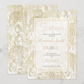 Invitation Les animaux de tigres léopards d'or (Devant / Derrière)