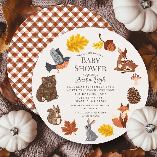 Invitation Les animaux des bois Automne Automne Baby shower d
