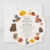 Invitation Les animaux des bois Automne Automne Baby shower d (Devant)