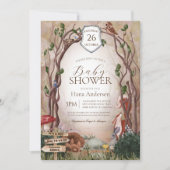 Invitation Les animaux des bois Automne Baby shower forestier (Devant)