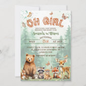 Invitation Les animaux des bois baby shower des filles (Devant)