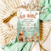 Invitation Les animaux des bois baby shower des filles